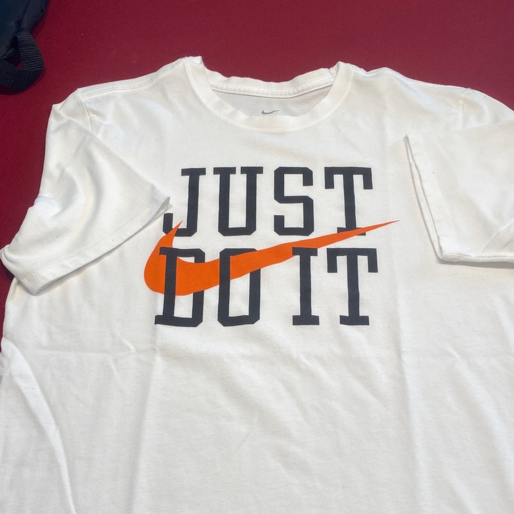 Nike White Tee with Black and Orange Slogan - Picture 3 of 5